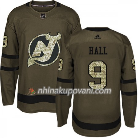 New Jersey Devils Dresy Taylor Hall 9 Adidas 2017-2018 Camo Zelená Authentic - Pánské
